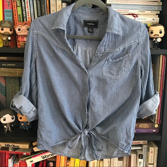 Confess Tops - Denim Tie Top